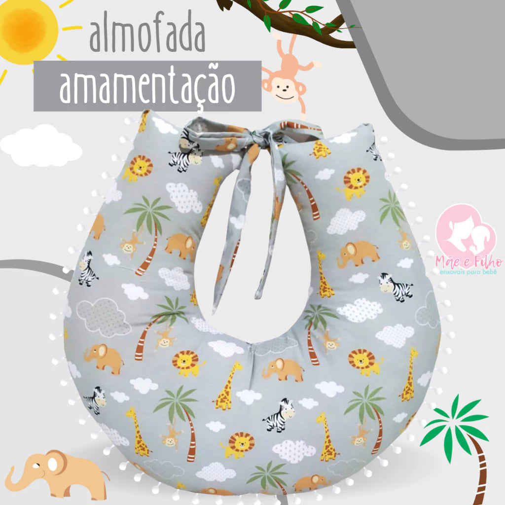 Almofada Para Amamentação Travesseiro para Amamentar Bebê Luxo Menino e Menina Estampa 100% Algodão