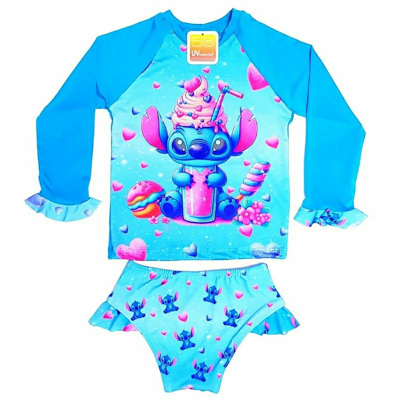 Conjunto Biquini Infantil Proteção Solar UV Blusa + Calcinha