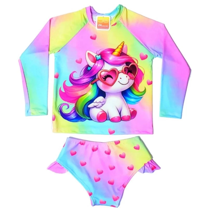 Conjunto Biquini Infantil Proteção Solar UV Blusa + Calcinha