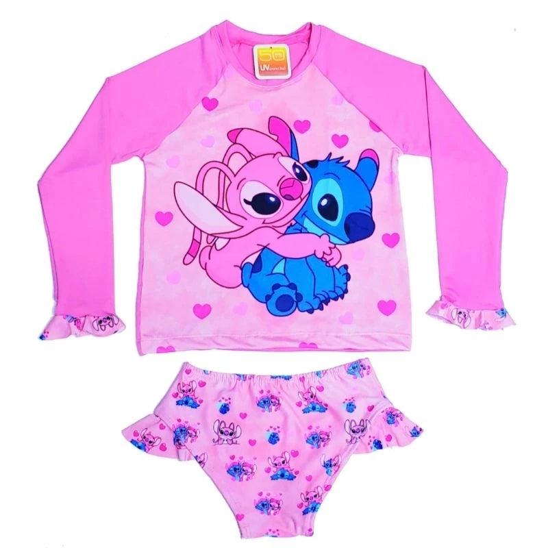 Conjunto Biquini Infantil Proteção Solar UV Blusa + Calcinha