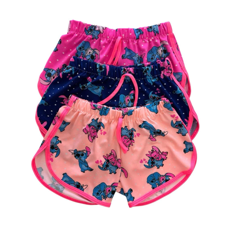 Kit 3 short verão infantil Lilo Stitch Brinquedos Kids
