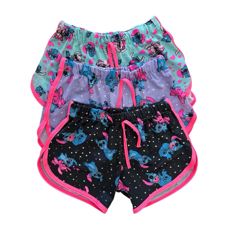Kit 3 short verão infantil Lilo Stitch Brinquedos Kids