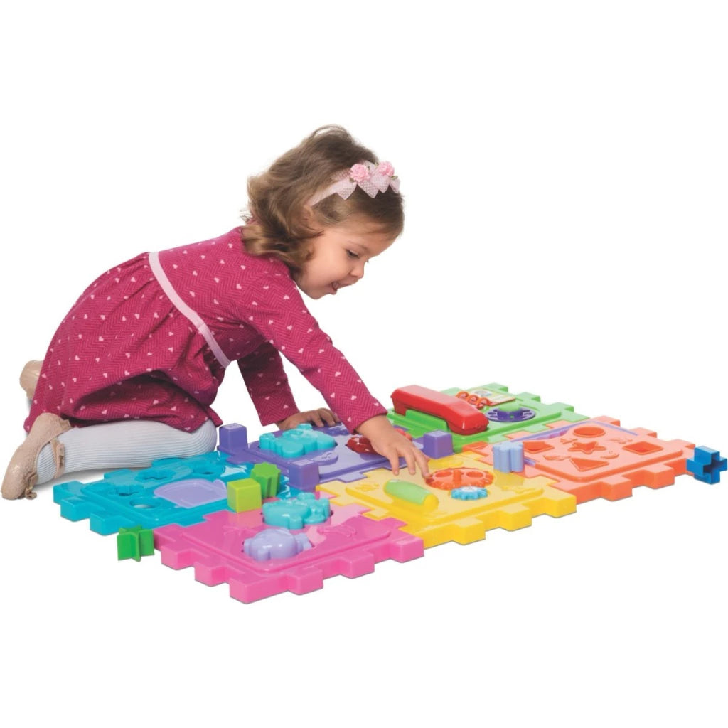 Brinquedo Cubo Didático Educativo Grande Peças de Montar Tapete Encaixe Interativo 20 Peças