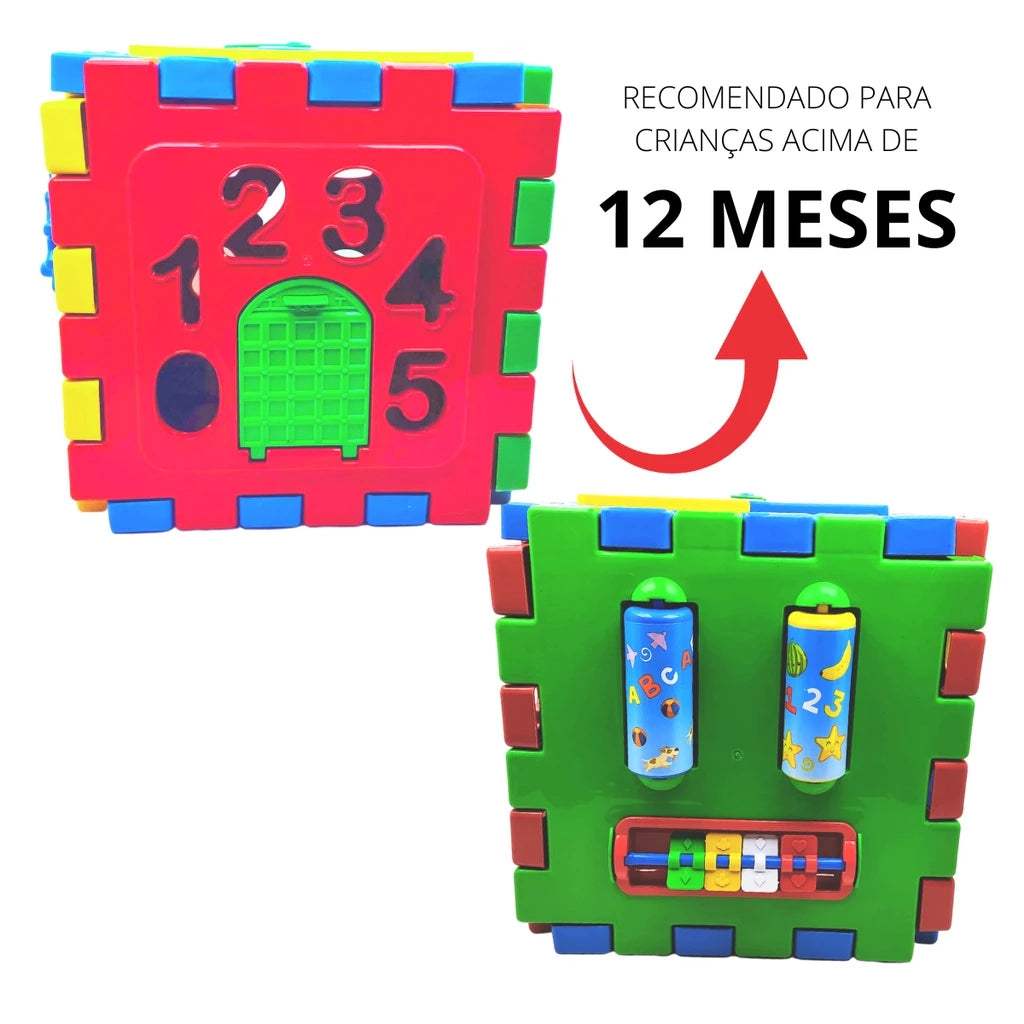 Brinquedo Cubo Didático Educativo Grande Peças de Montar Tapete Encaixe Interativo 20 Peças