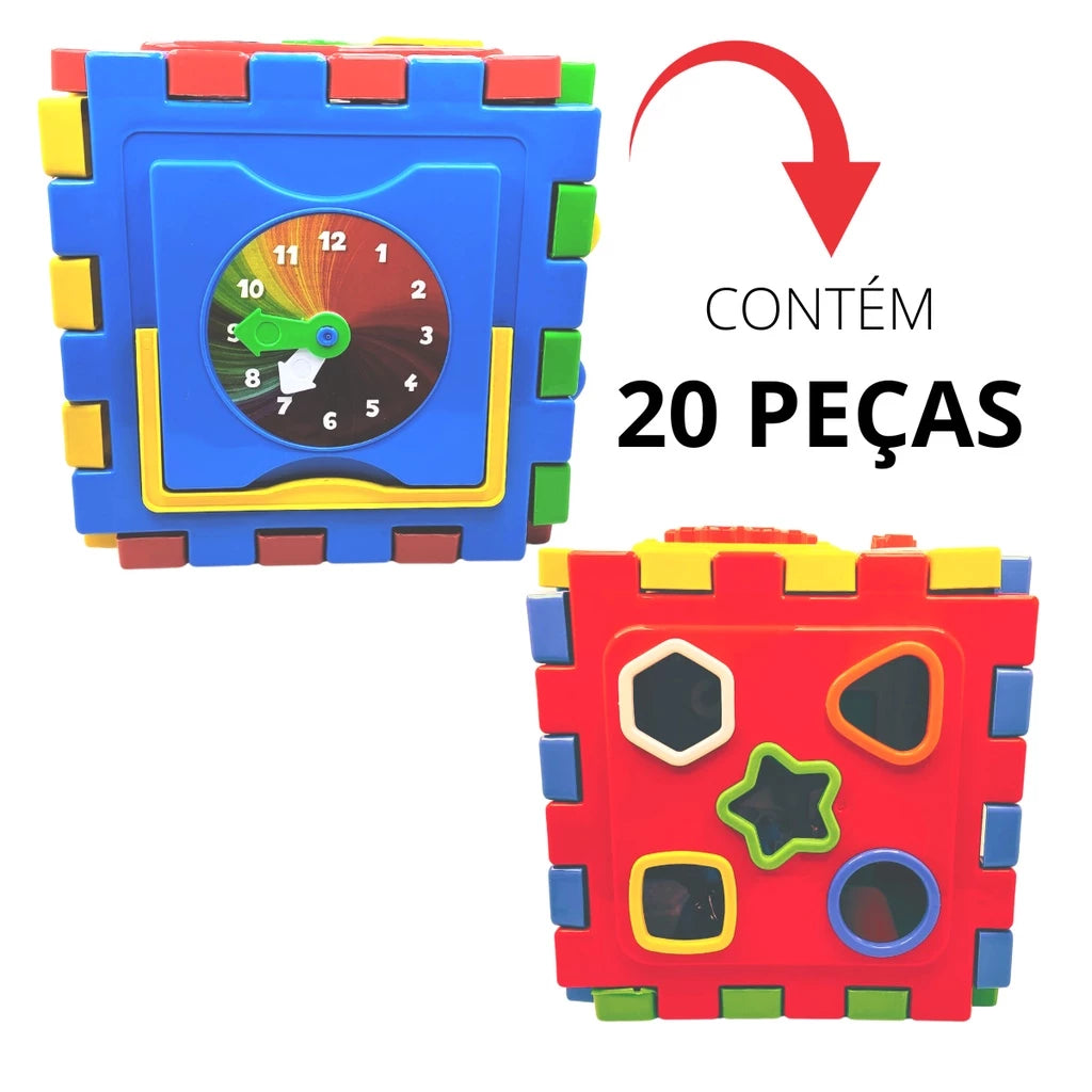 Brinquedo Cubo Didático Educativo Grande Peças de Montar Tapete Encaixe Interativo 20 Peças