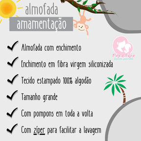 Almofada Para Amamentação Travesseiro para Amamentar Bebê Luxo Menino e Menina Estampa 100% Algodão
