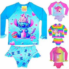 Conjunto Biquini Infantil Proteção Solar UV Blusa + Calcinha