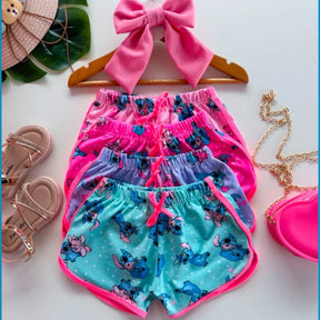 Kit 3 short verão infantil Lilo Stitch Brinquedos Kids